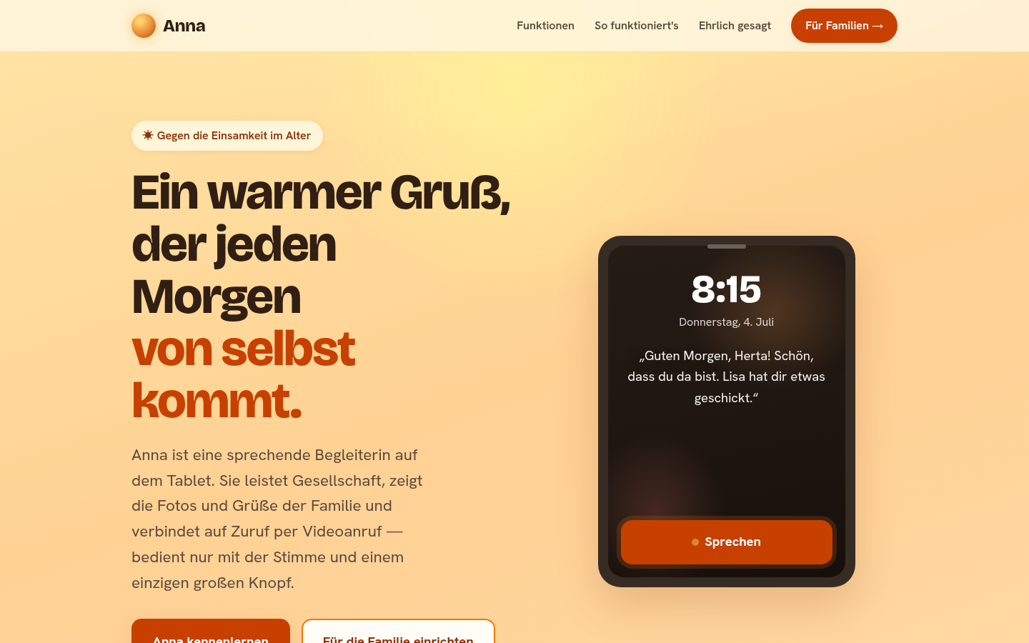 Anna — Sprach-KI-Begleiter für Senioren